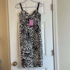 NWT Sergio Hudson x Target Animal Print Bustier Midi Dress Sz XS